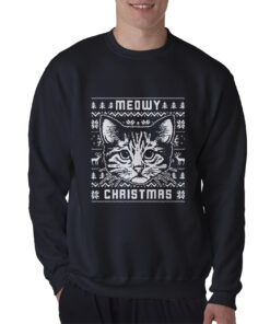 Cheap Custom Meowy Christmas Funny Sweatshirt