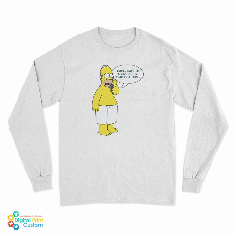 Homer Simpsons Wearing Towel Long Sleeve T-Shirt For UNISEX
