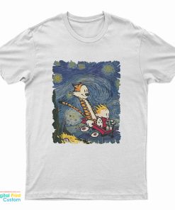 Calvin And Hobbes Van Gogh Starry Night T-Shirt